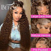 250% 13x6 Real HD Lace Frontal Human Hair Wigs Dark Brown Water Wave Wig Melt Skins Colored Pre Plucked For Women Brazilian Hair Khamik Shop Online