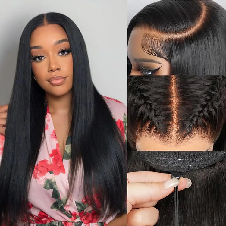 5x5 Natural Color Straight Human Hair Wig Swiss HD Lace Front Straight Wig Three Densities are Avaliable All Fluffy Full Hair Natural Looking Comfortable Pre Plucked Hairline with Baby Hair Easy to Maintain for Everyday and Occasion Use Khamik Shop Online