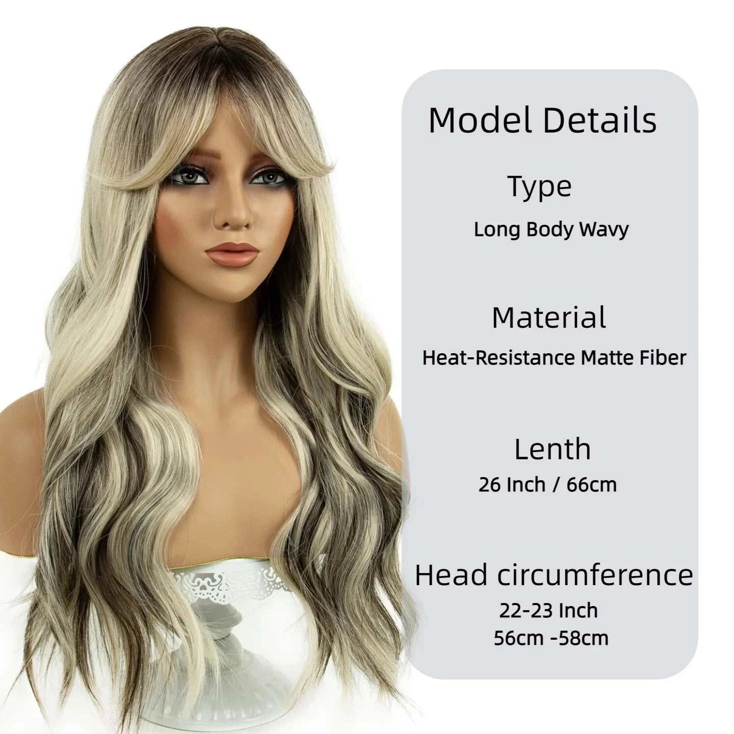 REEWES Ombre Blonde Long Black Wavy Synthetic Wig With Bang Daily Wear Anime Cosplay Khamik Shop Online