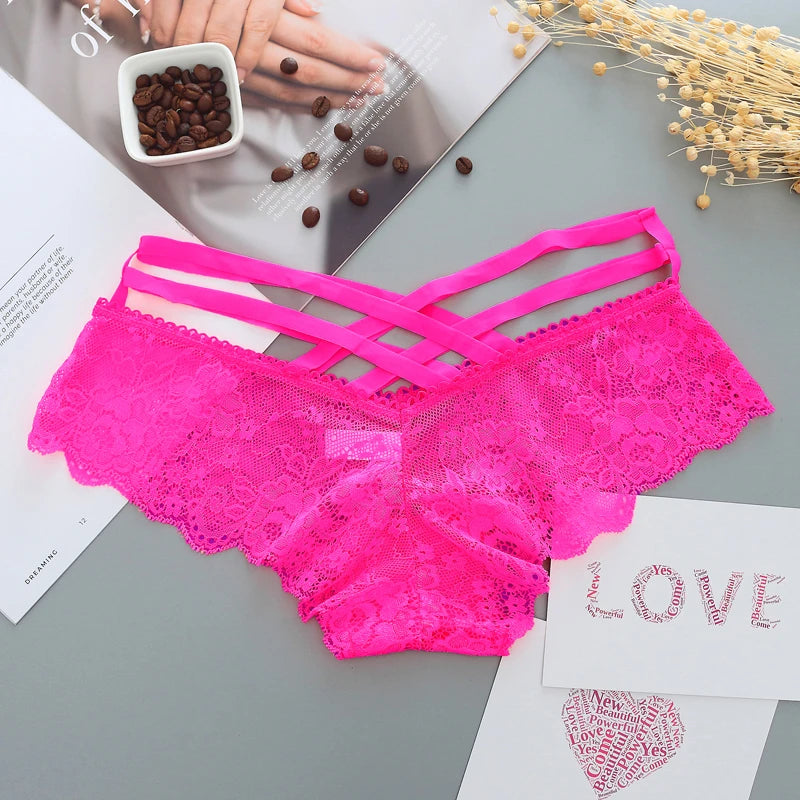 Lace Panties Women'S Briefs Transparent Underwear Sexy Soft Solid Panty Female Low Waist Hollow Out Lingerie