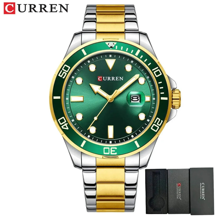 CURREN New Green Water Ghost Series Brand High-end Luxury Watches Automatic Watch Men All Steel Waterproof Quartz Watch Gifts Khamik Shop Online