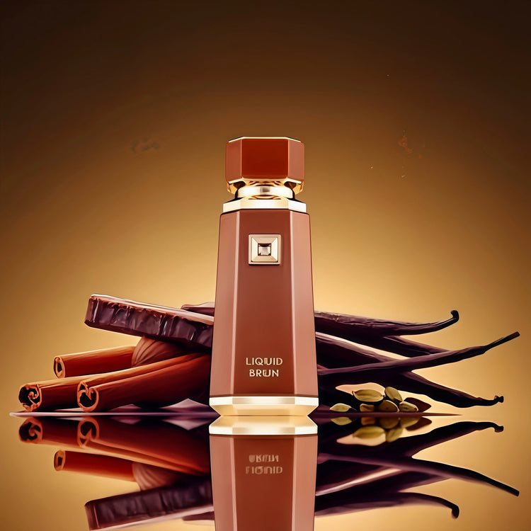 Liquid Brun Eau de Parfum Spray by Fragrance World French Avenue 3.4 Oz for Men - Warm Spicy & Woody Scent with Bourbon Vanilla & Musk Notes Khamik Shop Online