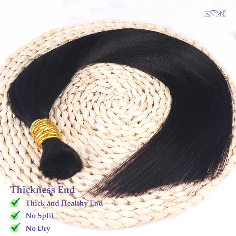 JSNME Bulk Human Hair Extensions 100% Real Human Hair Extension Straight 50g Black Brown Blonde 613 Color For Salon 14"-26" Inch Khamik Shop Online
