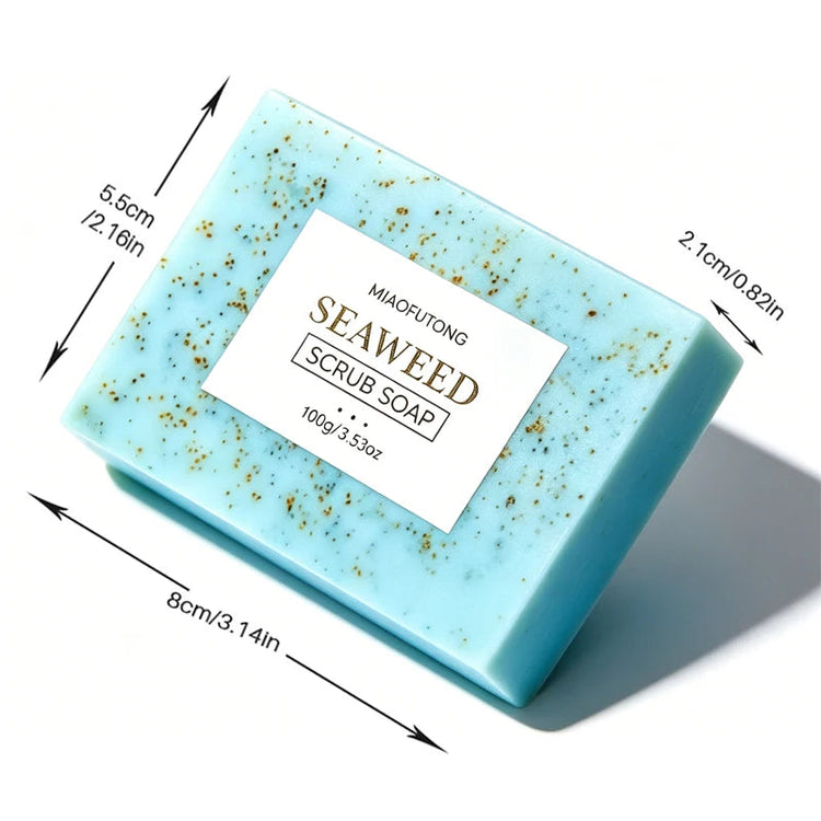Seaweed Scrub Soap for Face And Body - Deep Cleansing Oil Control with Retinol Collagen VC Essence - Brighten Skin 100g Khamik Shop Online