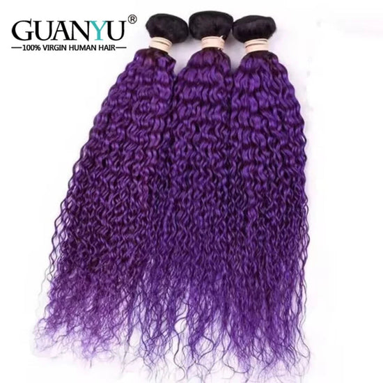 1B/Purple Kinky Curly Ombre Colored Human Hair Bundles 100% Human Hair Extensions 3/4 Bundle Deals Human Hair Weaves Khamik Shop Online