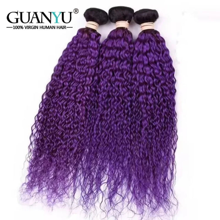 1B/Purple Kinky Curly Ombre Colored Human Hair Bundles 100% Human Hair Extensions 3/4 Bundle Deals Human Hair Weaves Khamik Shop Online