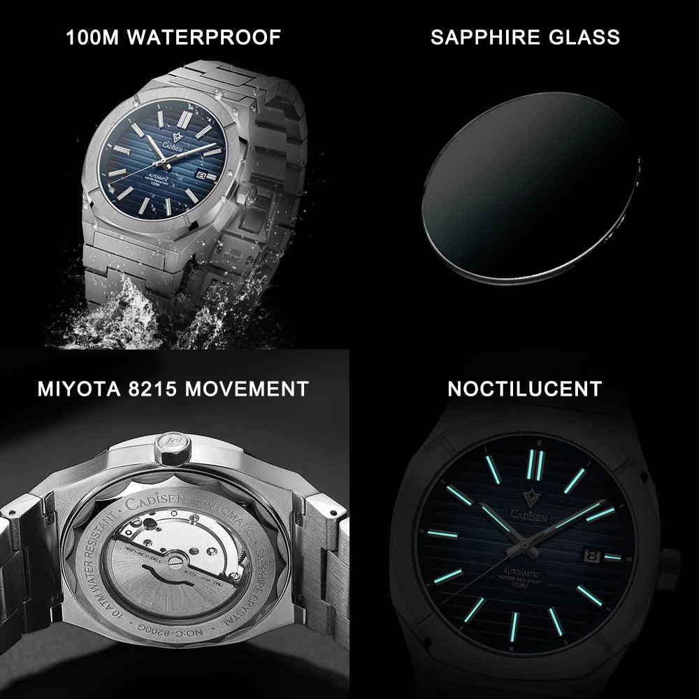 CADISEN 2026 Diver Watch Sapphire MIYOTA 8215 German Designer Men Automatic Mechanical Watches 10Bar Waterproof Gift With Box Khamik Shop Online