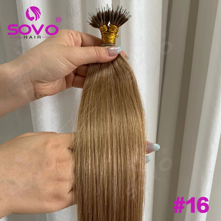 Nano Ring Hair Extensions Human Hair 100 Strands Remy European Straight Hair Natural Blonde Invisible Reusable Khamik Shop Online