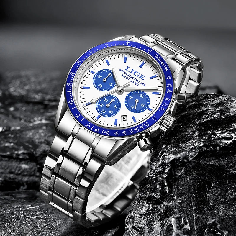 Men Watches Luminous Calendar Business Quartz Watch Mens Top Brand Luxury Sport Waterproof Stainless Steel Man Wristwatches