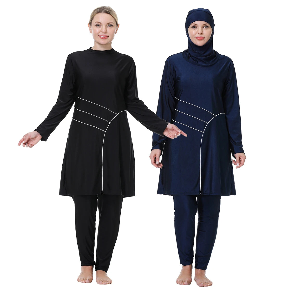 H1029 Muslim Women Fullcoverage  Long Sleeves Cover Up Burkinis Three Pieces Plus Size Swimwear Suits Khamik Shop Online