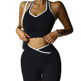 Women Seamless Fitness Yoga Set Outdoor Cycling Set Fashion Cross Waist Sports Leggings Gym Trainning Vest Butt Liftting Shorts Khamik Shop Online