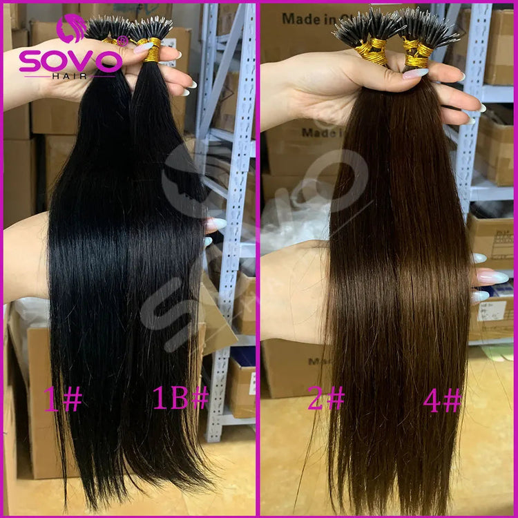 Nano Ring Hair Extensions Human Hair 100 Strands Remy European Straight Hair Natural Blonde Invisible Reusable Khamik Shop Online
