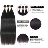 13x4 Transparent  Lace Frontal with Bundles Brazilian Virgin Human Hair With Lace Front Straight Hair Extension Natural Black Khamik Shop Online