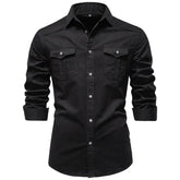 AIOPESON 2026 Business Cotton Pocket Shirt Long Sleeve Quality For Casual Slim Fit Solid Color Men Shirts Khamik Shop Online