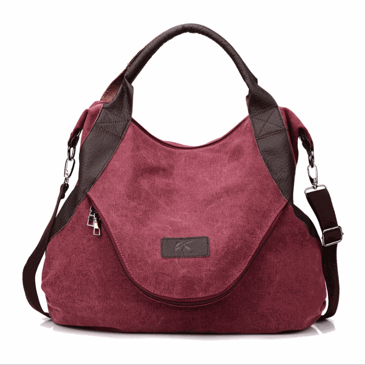 Sac messager vintage en toile pour femme, texture canvas, fermeture éclair, style décontracté, taille moyenne