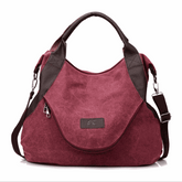 Sac messager vintage en toile pour femme, texture canvas, fermeture éclair, style décontracté, taille moyenne