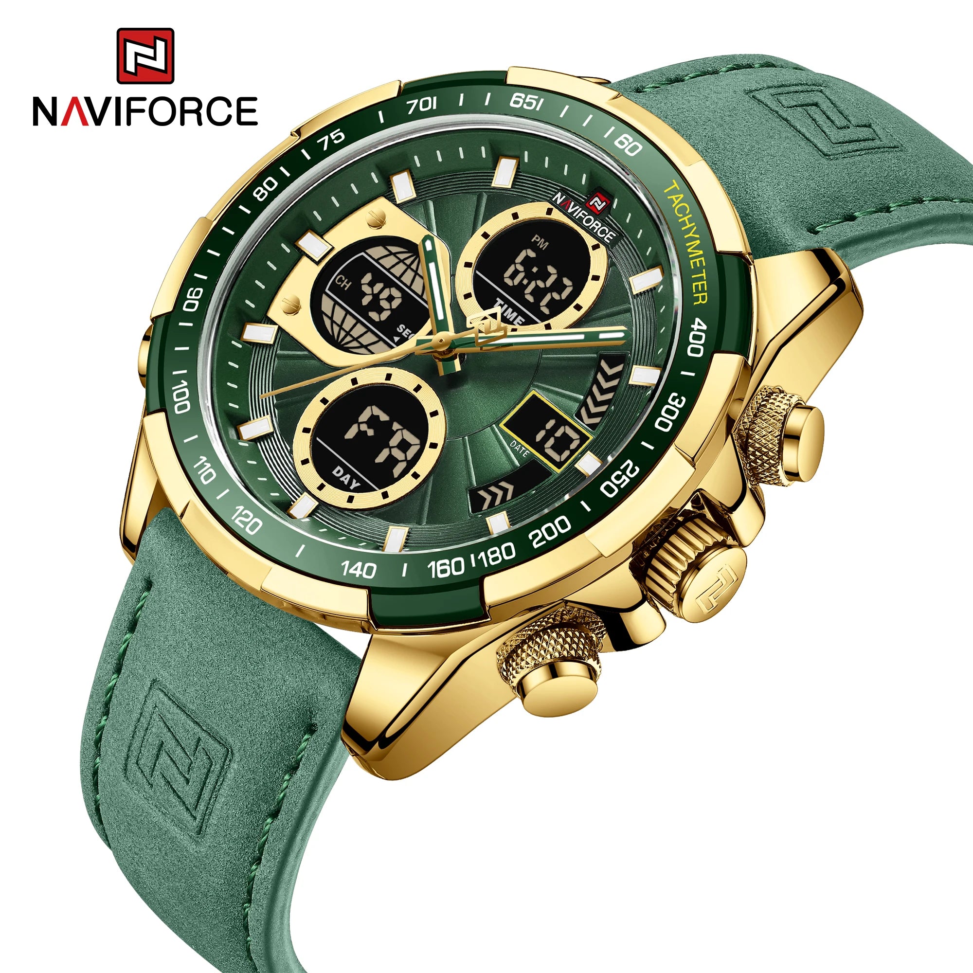 2022  Sport Watches for Men Strong Luminous Dual Display Waterproof Quartz Genuine Leather Wristwatch Relogio Masculino