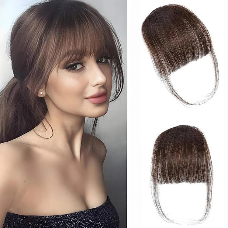 Synthetic Hair Clip In Bangs Brown Colored Invisible Front Fringes Clip in Hair Air Bangs Natural Black Fake Hair Bangs For Girl Khamik Shop Online