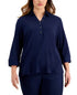 Karen Scott Plus Size 3/4 Sleeve Cotton Top Amber Chrysippus