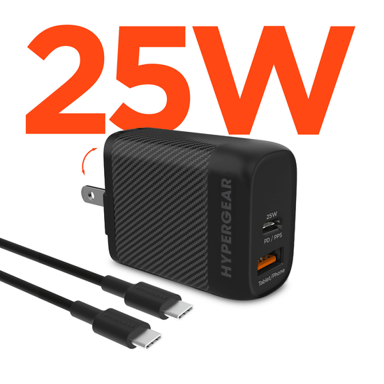 HyperGear SpeedBoost 25W USB-C PD + 12W USB Fast Wall Charger with PPS Sky Iapetus