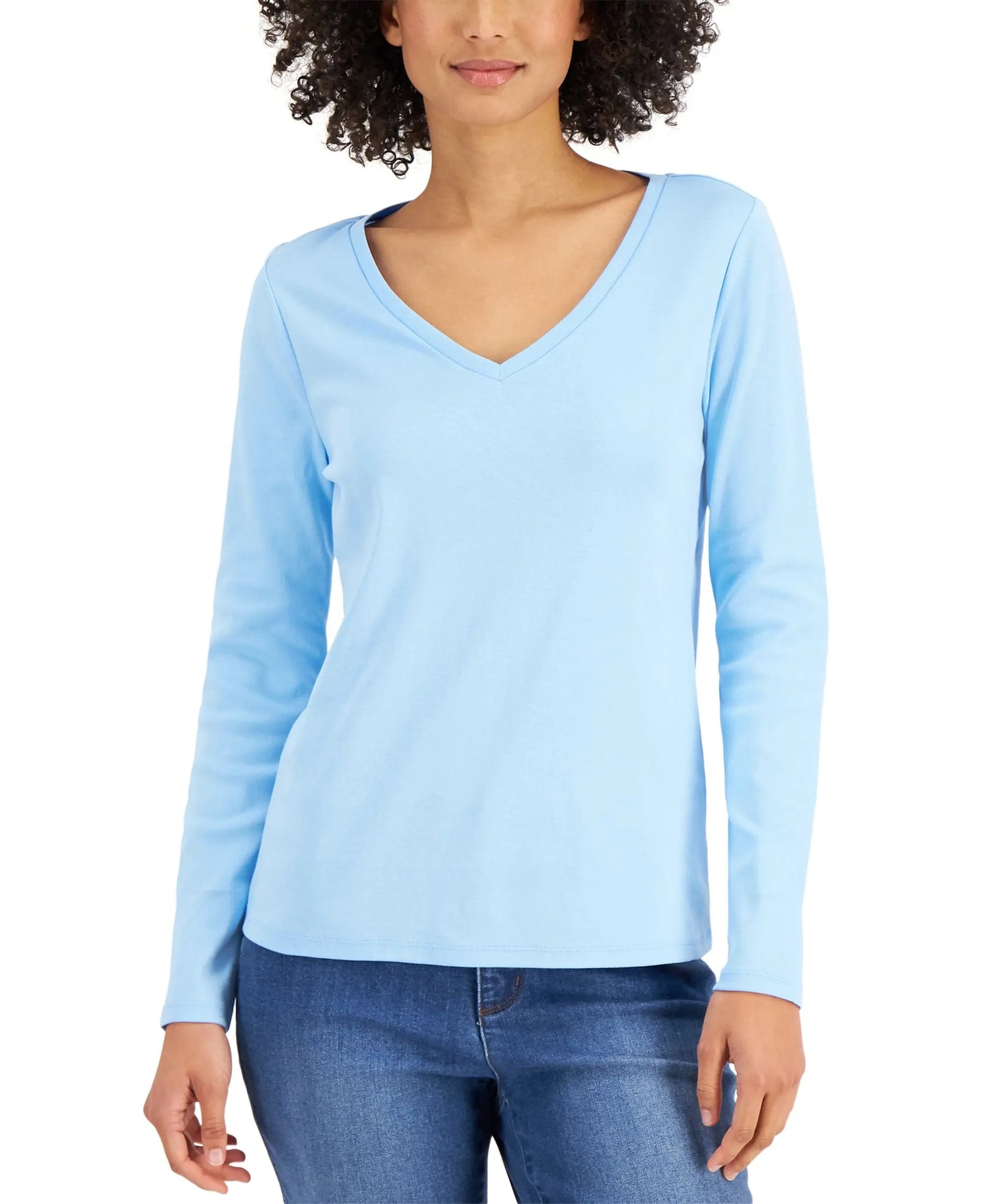 Charter Club Cotton Long Sleeve V Neck T-Shirt Amber Chrysippus