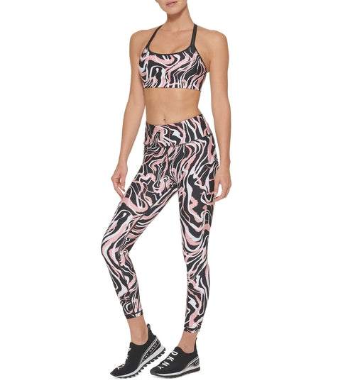 DKNY Sport Womens Marble Print Sports Bra Amber Chrysippus