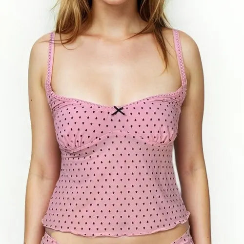 Milanblocks Y2K 90s Coquette Style Cami Top Soft Breathable Lingerie Salmon Misty