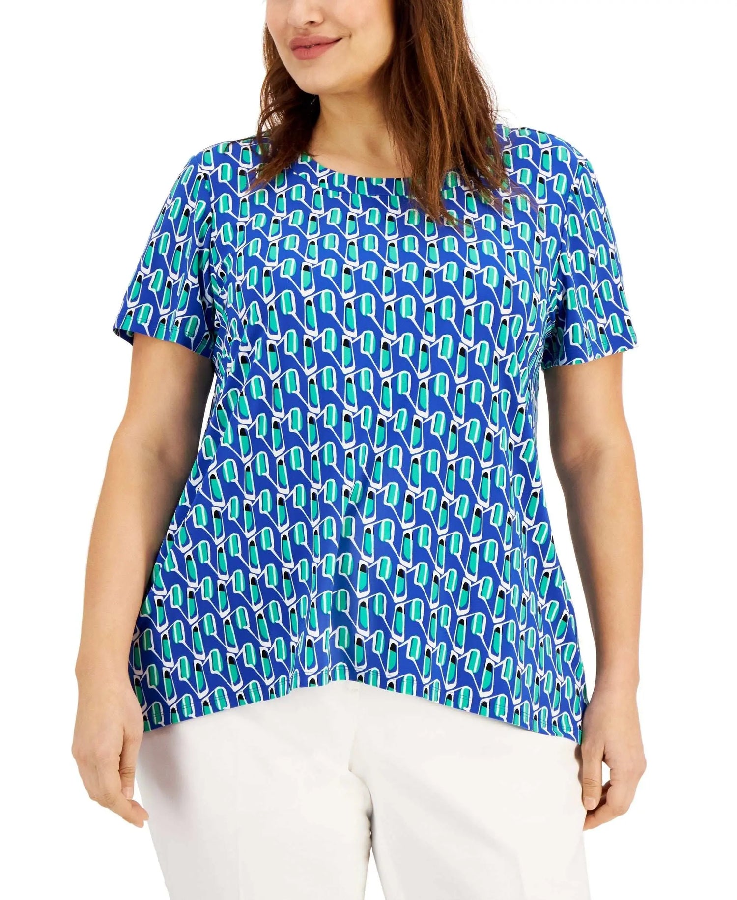 Anne Klein Plus Size Printed High Low T-Shirt Amber Chrysippus