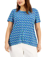 Anne Klein Plus Size Printed High Low T-Shirt Amber Chrysippus