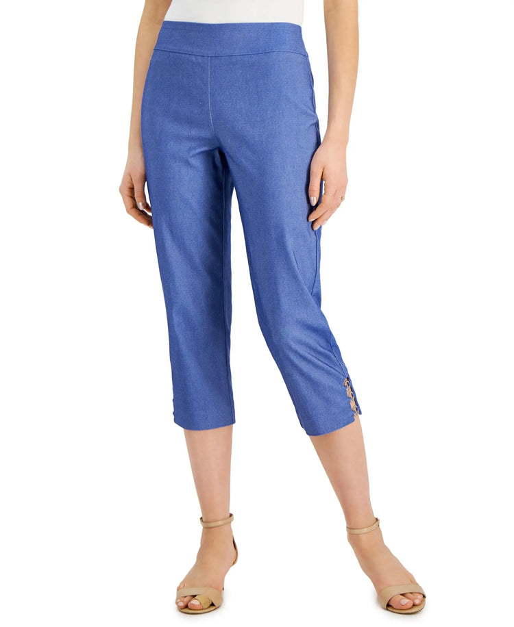 JM Collection Petite Denim Wash Capri Pants Amber Chrysippus