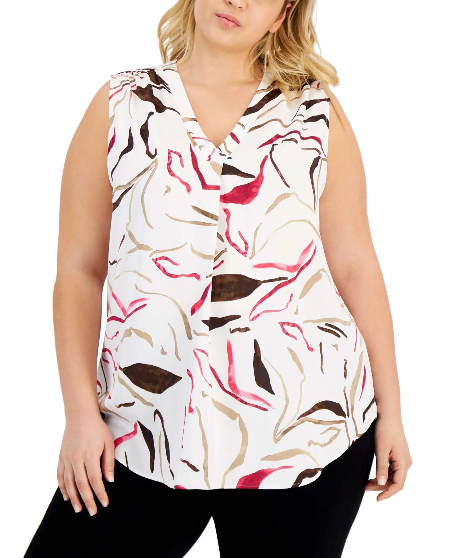 Alfani Plus Size Sleeveless Printed Top Amber Chrysippus