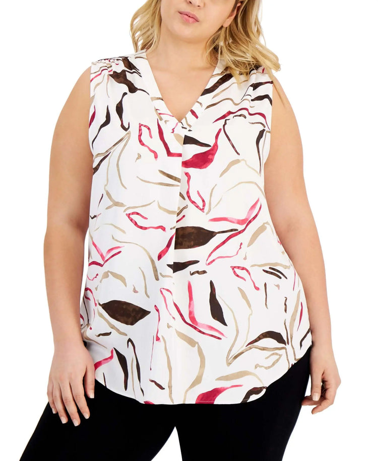 Alfani Plus Size Sleeveless Printed Top Amber Chrysippus