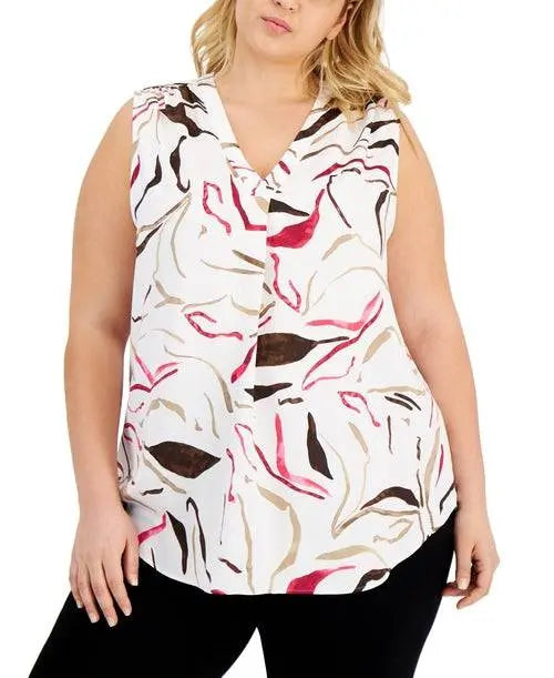 Alfani Plus Size Sleeveless Printed Top Amber Chrysippus