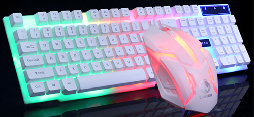 Gaming Keyboard Mouse Glowing Set White Eucalyptus