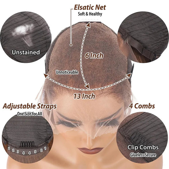 Chocolate Brown Colored 220% Density 36 Inch Chocolate Brown 13x6 13x4 HD Transparent Lace Front Wigs Human Hair Curly Deep Wave Brazilian Transparent Lace Frontal Wig For Women Human Hair 