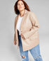 Trendy Plus Size Long Faux-Leather Blazer Amber Chrysippus