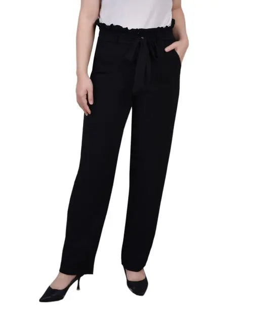NY Collection Petite Belted Paper Bag Waist Pants Amber Chrysippus