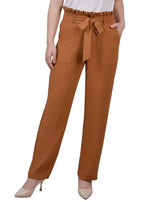 NY Collection Petite Belted Paper Bag Waist Pants Amber Chrysippus