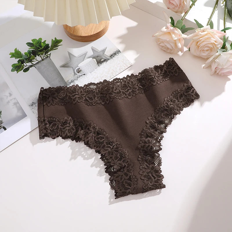 FINETOO 1Pc Sexy Cotton Brazilian Underwear Sexy Lace Panties for Women Female Low Waist Floral Lingerie Briefs Ladies Intimates Khamik Shop Online