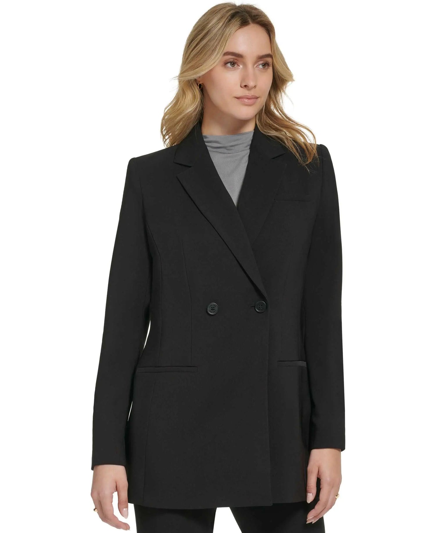 Calvin Klein Womens X Fit Double Breasted Blazer Amber Chrysippus