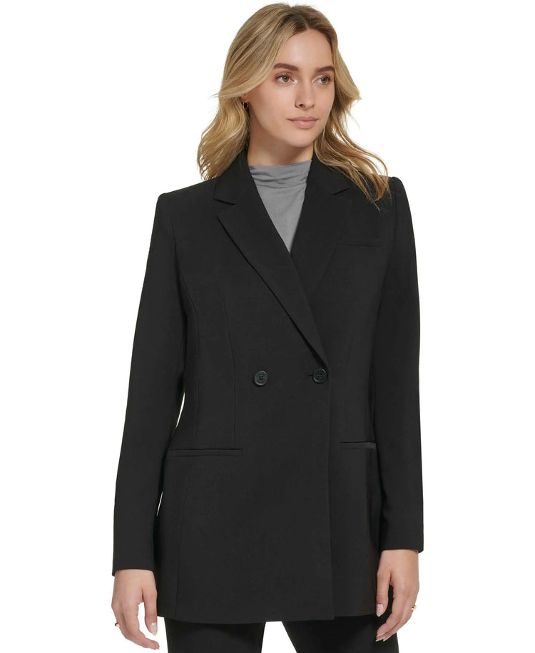 Calvin Klein Womens X Fit Double Breasted Blazer Amber Chrysippus