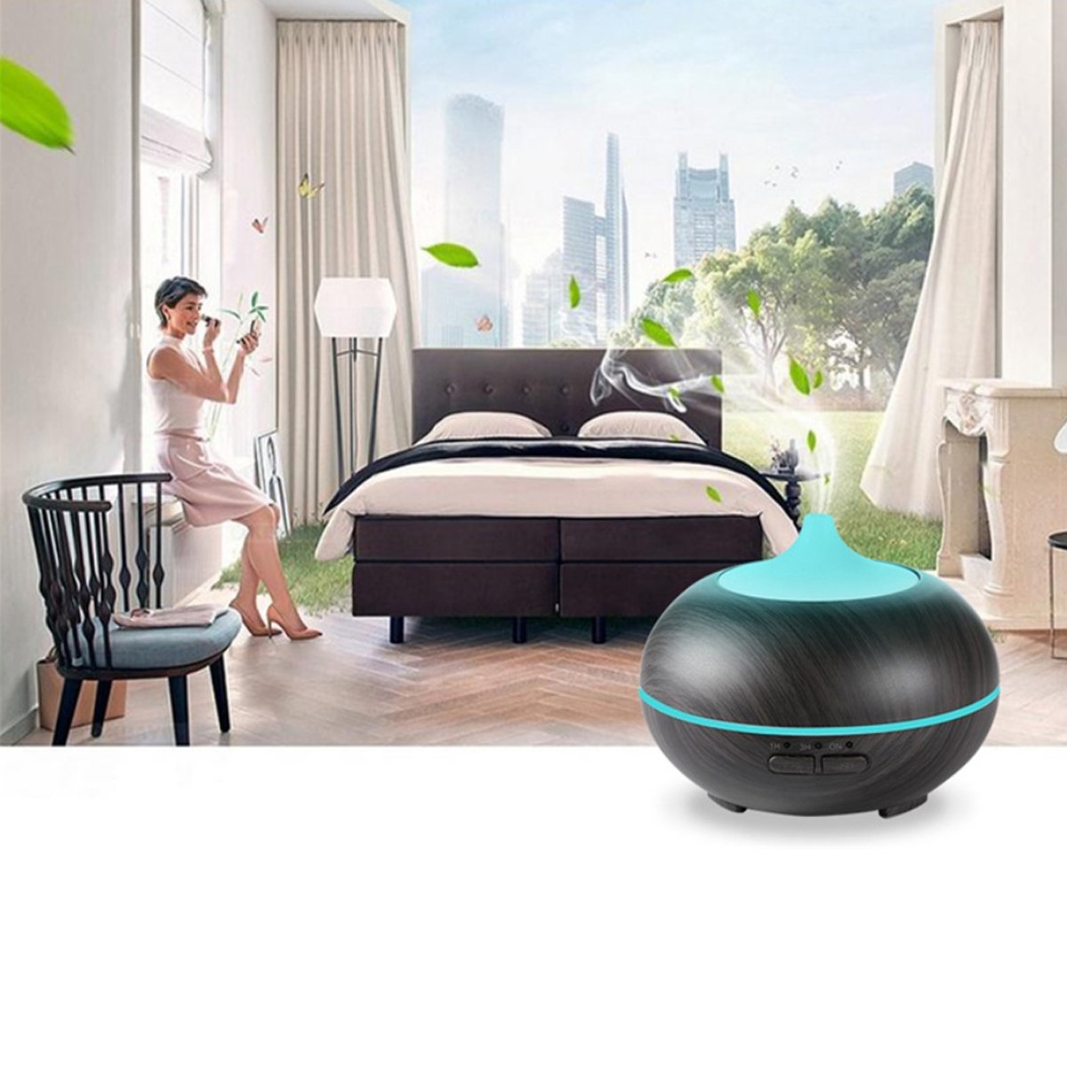 Mistyrious Essential Oil Humidifier Natural Oak Design With Easy Salmon Lucky