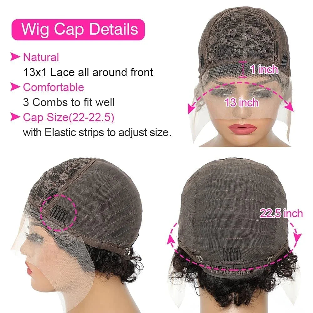 Peruvian Hair Pixie Cut Wig Kinky Curly Virgin Hair Wig 1B/30 Short Bob Natural Color Full Machine Made Wigs For Black Women Khamik Shop Online