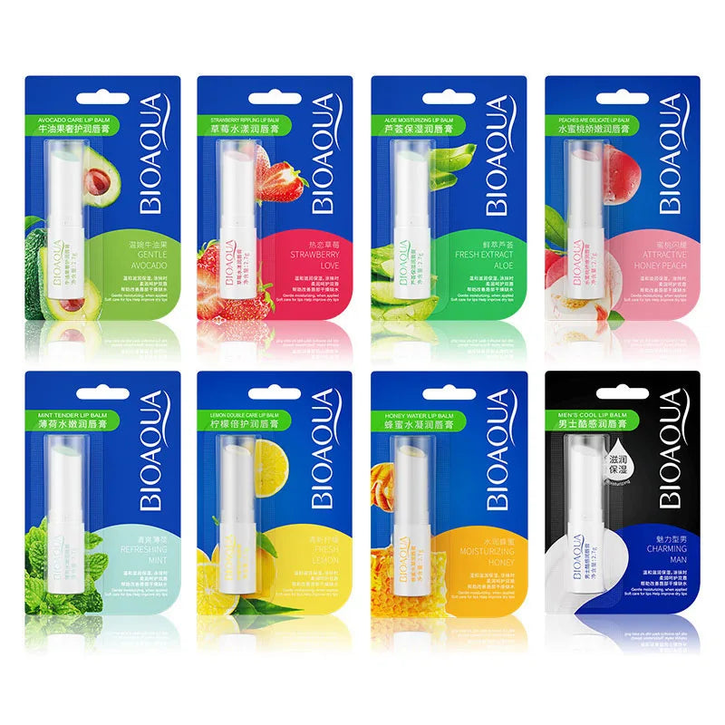 BIOAQUA Natural Fruits Lip Balm Moisturizing Jelly Nourishing Skin Care Lipstick Non-Stick Long-Lasting Lips Care Cosmetics