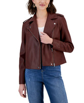 International Concepts Womens Faux Leather Jacket Amber Chrysippus