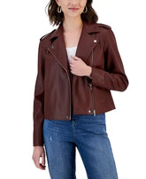 International Concepts Womens Faux Leather Jacket Amber Chrysippus