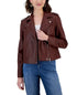 International Concepts Womens Faux Leather Jacket Amber Chrysippus