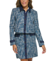 Petite Tweed Button-Front Cropped Blazer Amber Chrysippus