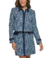 Petite Tweed Button-Front Cropped Blazer Amber Chrysippus