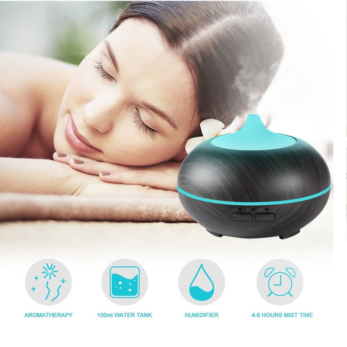 Mistyrious Essential Oil Humidifier Natural Oak Design With Easy Salmon Lucky